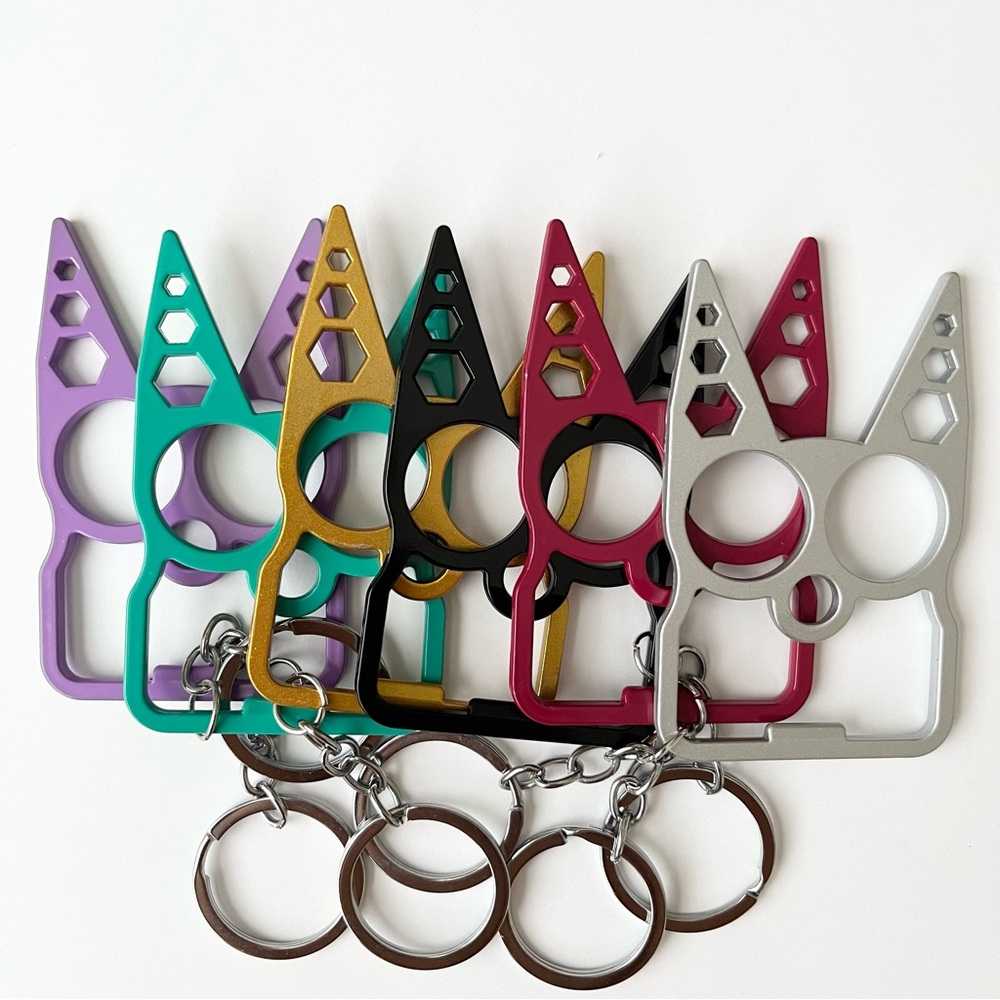 Cat Self Defense Keychain Metal